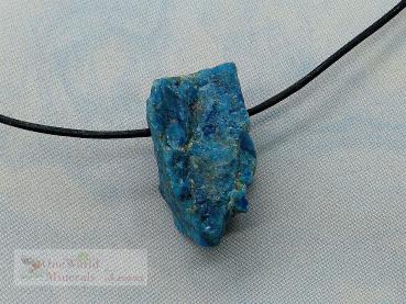 Preview: Apatit blau, roh belassene, stabile, intensive Schmuckanhänger (entgratet), Größe M/L